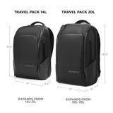 NOMATIC 20L Travel Pack - Mens Travel Backpack - Expandable to 30L - Water Resistant Daypack - TSA - Ready - Lightweight Business Traveling Backpack for Men - 16" Laptop Compartment