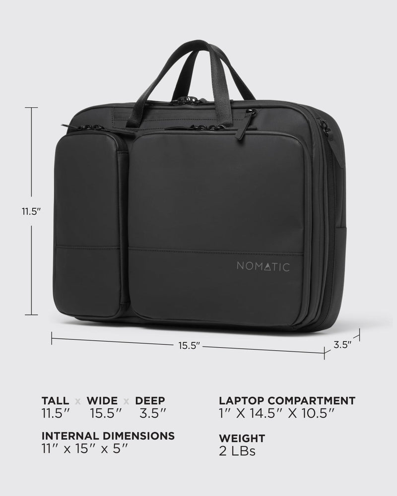 NOMATIC Laptop Bag: Slim Messenger Bag with RFID Pocket, Tech Organizer, Water - Resistant Zippers - 11 - 13.5L Expansion Design & Laptop Compartment for Work, Travel, or Daily Commute