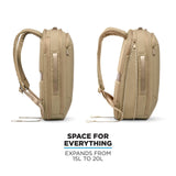 NOMATIC Navigator RS Pack - 15L w/ 6L Built - In Expansion - Water Resistant Coated Ripstop - Anti Theft Backpack - Laptop Bag - Computer Backpack (Sand)