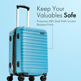 (Not Made In China) Carry On Luggage Hardside Spinner, Lightweight and Expandable 20 - 21 Inch Suitcase Rolling Carryon w/ 4 Wheels, Blue