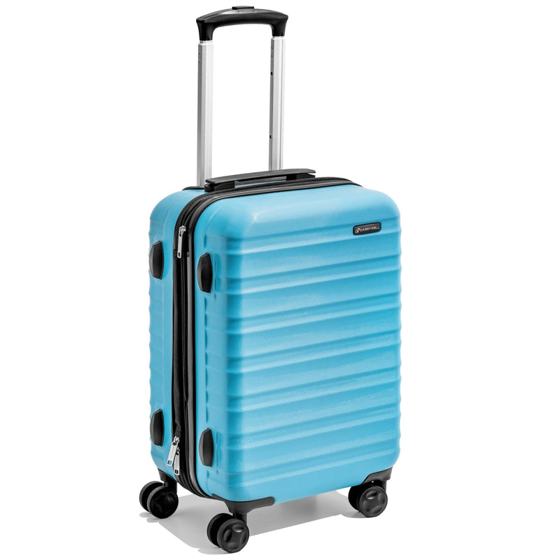 (Not Made In China) Carry On Luggage Hardside Spinner, Lightweight and Expandable 20 - 21 Inch Suitcase Rolling Carryon w/ 4 Wheels, Blue