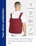 Notabag Original 2 in 1 Backpack and Bag (Wine Red) – reusable grocery bags foldable – clever design for more flexibility – grocery tote bag