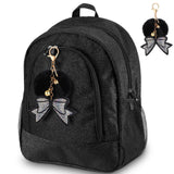 Noveread Small Cheer Backpack with Bow Keychain Cheerleading Glitter Backpack Cheerleaders Gift Cheer Bags for Sport(Black)