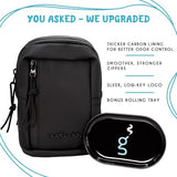 nugbuddy Smell Proof Bag | Crossbody Container | Discreet Storage Accessory | Carbon Lined Mini Sling | Small Travel Pouch | Black Side Pack | Minimalist Essentials
