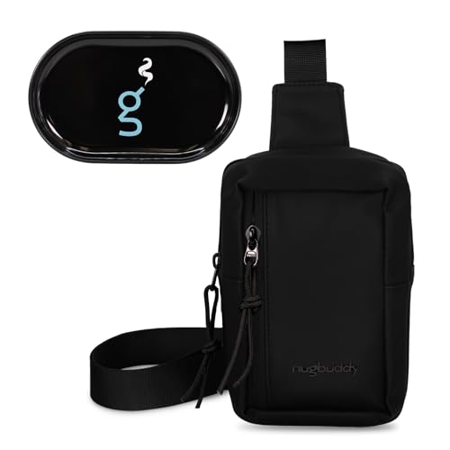nugbuddy Smell Proof Bag | Crossbody Container | Discreet Storage Accessory | Carbon Lined Mini Sling | Small Travel Pouch | Black | Backpacks4Less