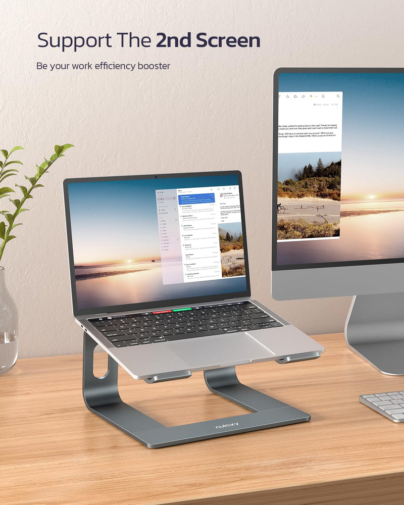 Nulaxy Fully Aluminum Detachable Laptop Stand, Ergonomic Ventilated Cooling Laptop Holder Computer Riser for Desk, Anti - Slip Design Notebook Stand Compatible with All 10 - 16" MacBook/Dell XPS/HP/Lenovo