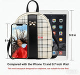 NUWA Plaid Mini Backpack Purse - Cute Bow Lightweight 2 - in - 1 Crossbody Bag, Cell Phone Wallet Pouch, Ideal Gift for Women & Teen Girls, Everyday Casual Use (Black2)