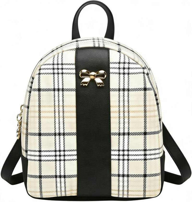 NUWA Plaid Mini Backpack Purse - Cute Bow Lightweight 2 - in - 1 Crossbody Bag, Cell Phone Wallet Pouch, Ideal Gift for Women & Teen Girls, Everyday Casual Use (Black2)