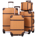 NZBZ Vintage Luggage Sets for Women, PU Leather Retro Suitcase, Vintage Trunk Luggage, Vintage Suitcase Set (Orange Brown, 4-Piece-Set(14/20/24/28))