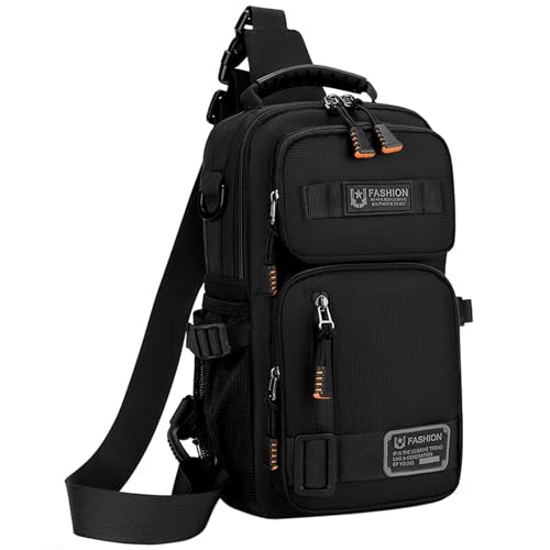 O-TBOST Crossbody Sling Backpack Sling Bag for Men Travel Hiking Chest Bag Daypack (Black)