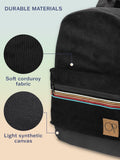 Ocean Pacific OG Corduroy Backpack for Travel, Sports, Beach, Work, Casual Daypack for Men Women Fits 15.6 Inch Laptop (Black)