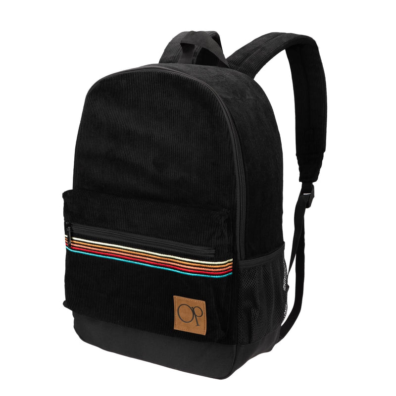 Ocean Pacific OG Corduroy Backpack for Travel, Sports, Beach, Work, Casual Daypack for Men Women Fits 15.6 Inch Laptop (Black)