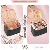 OCHEAL Travel Makeup Bag, Cosmetic Bags for Women Makeup Case Organizer Large Capacity Travel Toiletry Bag Storage Bags with Divider and Handle for Cosmetics Toiletries Brushes Tools - Large, Black