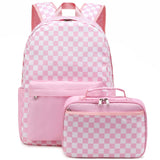Octsky Kids Backpack for Girls Teens Elementary Middle School Bookbags Childs Back to School Bag with Lunch Box, Pink/White, One Size