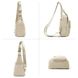 ODODOS Sling Bag with Adjustable Straps Crossbody Chest Bag Lightweight Small Backpack for Casual Outdoor Traveling Hiking, Beige