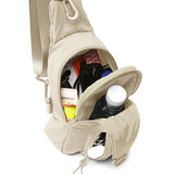 ODODOS Sling Bag with Adjustable Straps Crossbody Chest Bag Lightweight Small Backpack for Casual Outdoor Traveling Hiking, Beige