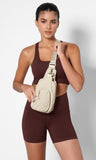 ODODOS Sling Bag with Adjustable Straps Crossbody Chest Bag Lightweight Small Backpack for Casual Outdoor Traveling Hiking, Beige