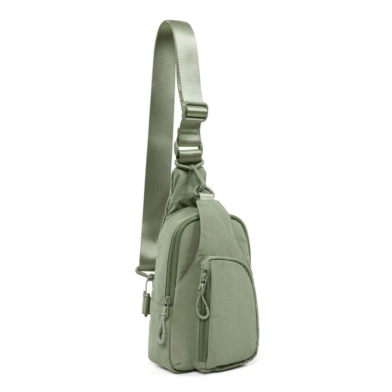 ODODOS Sling Bag with Adjustable Straps Crossbody Chest Bag Lightweight Small Backpack for Casual Outdoor Traveling Hiking, Sage Grey