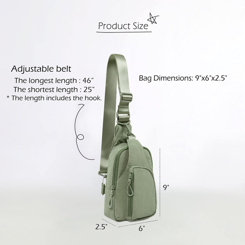 ODODOS Sling Bag with Adjustable Straps Crossbody Chest Bag Lightweight Small Backpack for Casual Outdoor Traveling Hiking, Sage Grey