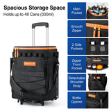 Odoland 48 Can Rolling Cooler Bag with Wheels & Handle, Collapsible Insulated Ice Chest for Beach, Camping & Tailgating - Portable Travel Soft Cooler on Wheels, Collapses for Easy Storage