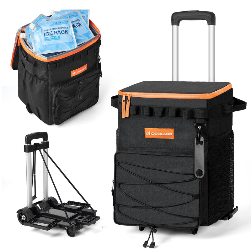 Odoland 48 Can Rolling Cooler Bag with Wheels & Handle, Collapsible Insulated Ice Chest for Beach, Camping & Tailgating - Portable | Backpacks4Less