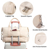Oeihuivt Weekender Bags for Women - 21 Inch Large Travel Duffel Bag 2 - Piece Set with Shoe Compartment, Heavy - Duty Canvas & Leather Carry On Overnight Tote (Airplane Approved)
