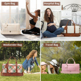 Oeihuivt Weekender Bags for Women - 21 Inch Large Travel Duffel Bag 2 - Piece Set with Shoe Compartment, Heavy - Duty Canvas & Leather Carry On Overnight Tote (Airplane Approved)