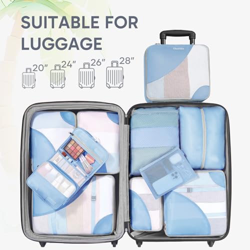 OlarHike 10 Set Packing Cubes for Travel, Gifts for Women Mom,Anti-Tearing Suitcase Organizer with Over-1000 pack Mesh Holes, Vacation Essentials & Accessories for Cruise Ship