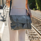 OLD TREND Genuine Leather Moonlight Messenger Bag (Grey)
