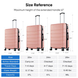 OLIXIS 20 Inch Carry - On Luggage, Hardside Suitcase with Spinner Wheels, Lightweight ABS Hard Shell Travel Luggage, TSA Approved Lock, Expandable Small Suitcase for Business & Travel–Pink
