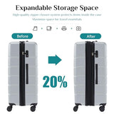 OLIXIS 20 Inch Carry-On Luggage, Hardside Suitcase with Spinner Wheels, Lightweight ABS Hard Shell Travel Luggage, TSA Approved Lock, Expandable Small Suitcase for Business & Travel–Light Grey