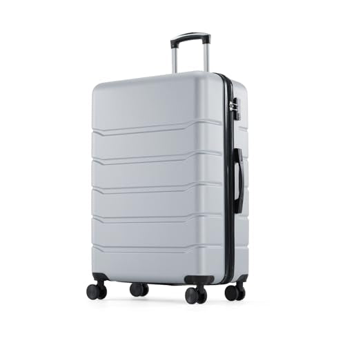 OLIXIS 20 Inch Carry-On Luggage, Hardside Suitcase with Spinner Wheels, Lightweight ABS Hard Shell Travel Luggage, TSA Approved Lock, Expandable Small Suitcase for Business & Travel–Light Grey