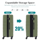 OLIXIS 20 Inch Carry-On Luggage, Hardside Suitcase with Spinner Wheels, Lightweight ABS Hard Shell Travel Luggage, TSA Approved Lock, Expandable Small Suitcase for Business & Travel–Olive Green