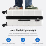 OLIXIS 24 Inch Luggage, Hardside Suitcase with Spinner Wheels, Lightweight ABS Hard Shell Checked Luggage, TSA Approved Lock, Expandable Medium Suitcase for Travel & Business–White