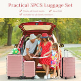OLIXIS 3 - Piece Luggage Set, 20/24/28 Inch Hardside Suitcases with Spinner Wheels, Lightweight ABS Hard Shell Travel Luggage, TSA Approved Lock, Expandable Carry - On & Checked Luggage–Pink