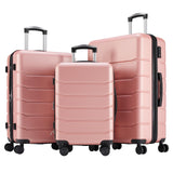 OLIXIS 3 - Piece Luggage Set, 20/24/28 Inch Hardside Suitcases with Spinner Wheels, Lightweight ABS Hard Shell Travel Luggage, TSA Approved Lock, Expandable Carry - On & Checked Luggage–Pink