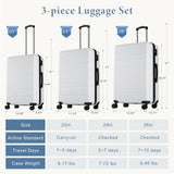 OLIXIS 3 - Piece Suitcase Set, Hardside Luggages with Spinner Wheels, Lightweight ABS Hard Shell Travel Luggage, Expandable Carry - On Suitcase with TSA Approved Lock–White(20+24+28 Inch)