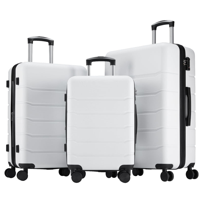 OLIXIS 3 - Piece Suitcase Set, Hardside Luggages with Spinner Wheels, Lightweight ABS Hard Shell Travel Luggage, Expandable Carry - On Suitcase with TSA Approved Lock–White(20+24+28 Inch)