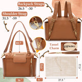Omanmoli Diaper Bag Tote Leather Diaper Bag Backpack Large Baby Bag 14 Diaper Organizing Pouches,Changing Pad,Crossbody Strap,4 Insulated Pockets,Brown