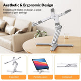 OMOTON LA10 360° Rotating Laptop Stand Riser for Desk, Ergonomic Foldable Computer Stand Adjustable Height Angles for Collaborative Work, Easy Storage Fit Macbooks,All Laptops up to 16 inches, Silver