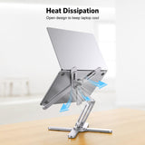 OMOTON LA10 360° Rotating Laptop Stand Riser for Desk, Ergonomic Foldable Computer Stand Adjustable Height Angles for Collaborative Work, Easy Storage Fit Macbooks,All Laptops up to 16 inches, Silver