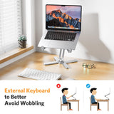 OMOTON LA10 360° Rotating Laptop Stand Riser for Desk, Ergonomic Foldable Computer Stand Adjustable Height Angles for Collaborative Work, Easy Storage Fit Macbooks,All Laptops up to 16 inches, Silver