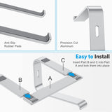 OMOTON Laptop Stand, Detachable Laptop Mount, Aluminum Laptop Holder Stand for Desk, Compatible with MacBook Air/Pro, Dell, HP All Laptops (11 - 16 inch), Silver