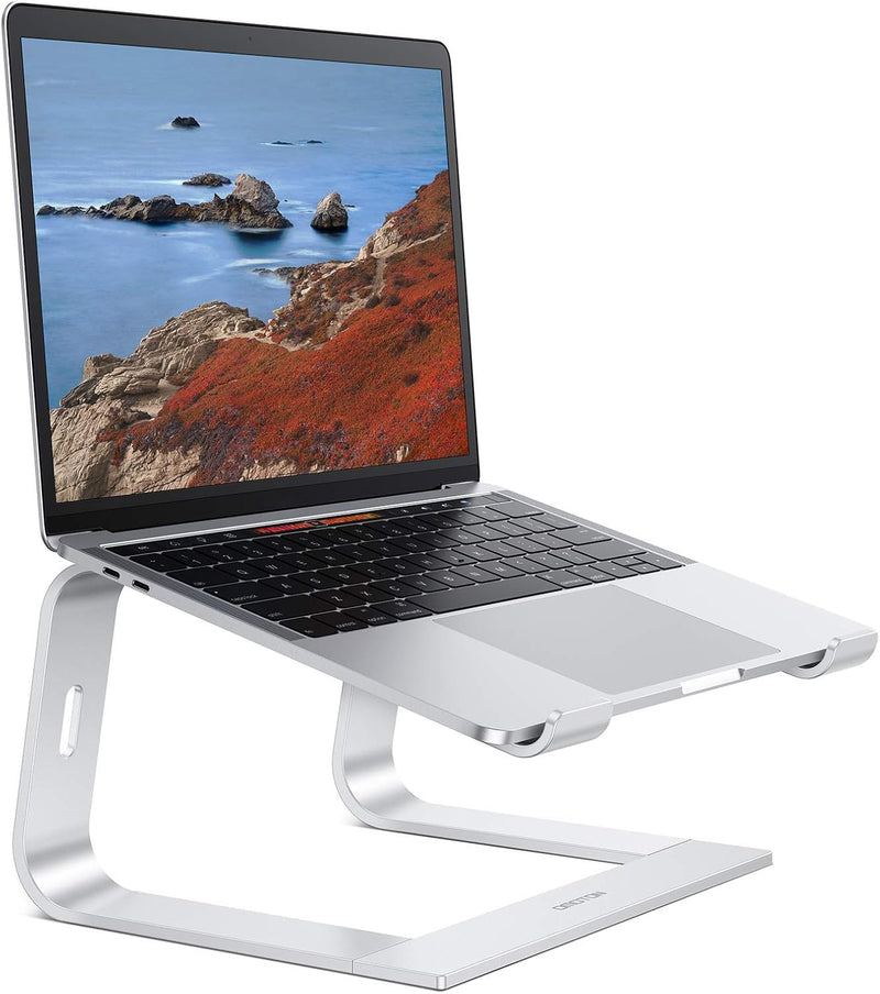 OMOTON Laptop Stand, Detachable Laptop Mount, Aluminum Laptop Holder Stand for Desk, Compatible with MacBook Air/Pro, Dell, HP All Laptops (11 - 16 inch), Silver