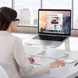 OMOTON Laptop Stand, Detachable Laptop Mount, Aluminum Laptop Holder Stand for Desk, Compatible with MacBook Air/Pro, Dell, HP All Laptops (11 - 16 inch), Silver