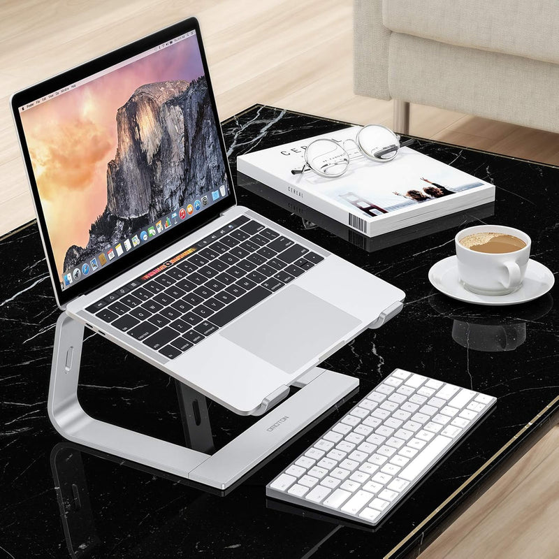 OMOTON Laptop Stand, Detachable Laptop Mount, Aluminum Laptop Holder Stand for Desk, Compatible with MacBook Air/Pro, Dell, HP All Laptops (11 - 16 inch), Silver