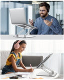 OMOTON Laptop Stand for Desk, Ergonomic Metal Adjustable Laptop Stand, Laptop Holder Riser with Cooling Function, Computer Stand Compatible with MacBook and All Laptops (10 - 17.2 inch), Silver