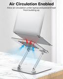 OMOTON Laptop Stand for Desk, Ergonomic Metal Adjustable Laptop Stand, Laptop Holder Riser with Cooling Function, Computer Stand Compatible with MacBook and All Laptops (10 - 17.2 inch), Silver