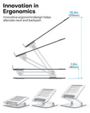 OMOTON Laptop Stand for Desk, Ergonomic Metal Adjustable Laptop Stand, Laptop Holder Riser with Cooling Function, Computer Stand Compatible with MacBook and All Laptops (10 - 17.2 inch), Silver