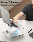 OMOTON Laptop Stand for Desk, Ergonomic Metal Adjustable Laptop Stand, Laptop Holder Riser with Cooling Function, Computer Stand Compatible with MacBook and All Laptops (10 - 17.2 inch), Silver